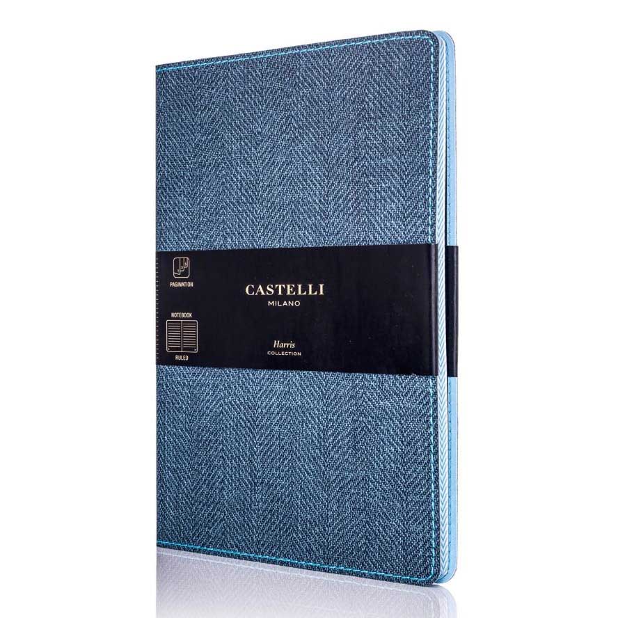 Castelli Harris Pocket Ruled Slate Blue Notebook
